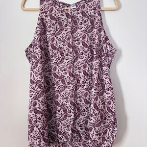 Old Navy Burgundy and White Floral Blouse